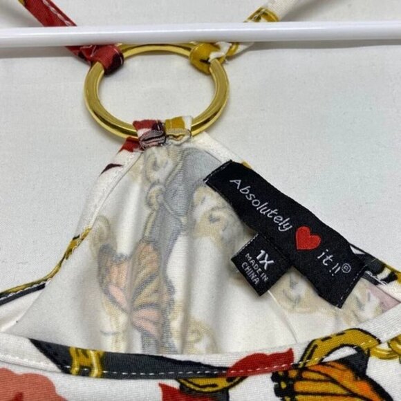 Absolutely Love It! Women's 1X Halter Strappy Bodycon Dress White Floral NWT - Picture 4 of 7